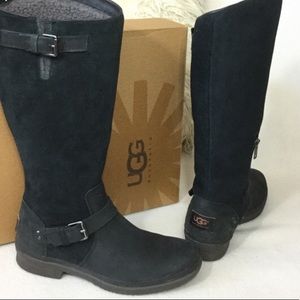 UGG Tall Black Leather Waterproof Boots